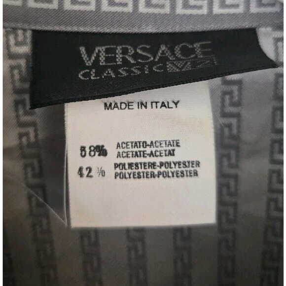 Versace Classic V2 Mens 42 Grey Geometric Button-Up Dress Italy Dress Casual - Picture 5 of 9